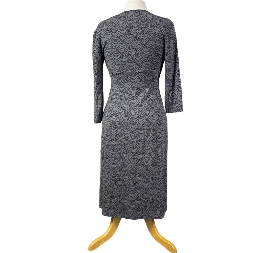 Boden Dress Womens Size 6 Gray Black Stretchy V-Neck Empire Waist Midi - Picture 4 of 11